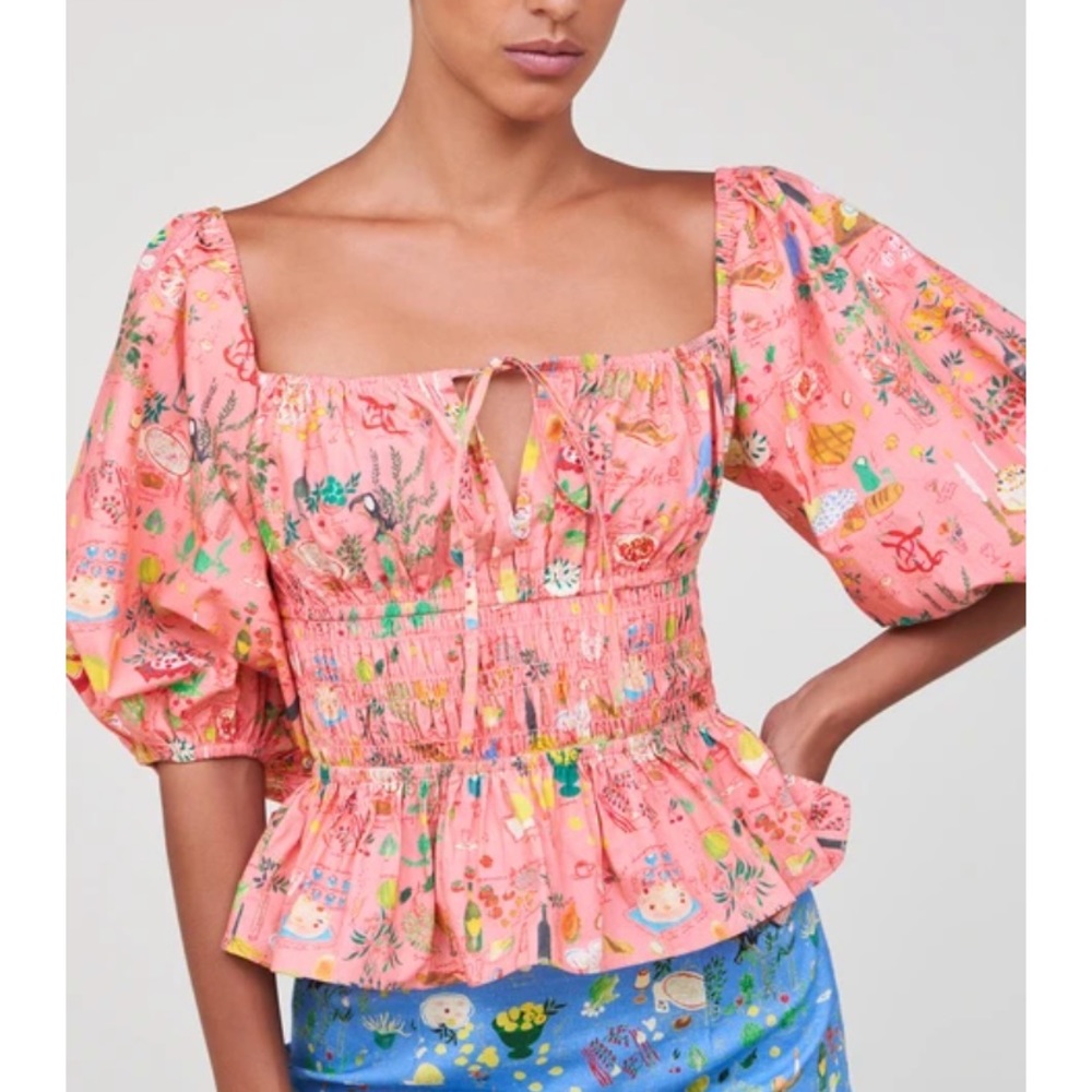 Rhode Jodie Floral Smocked Top NWT  Size M